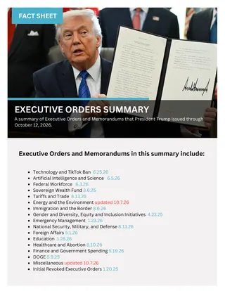 First page of Executive Orders Summary Updated 10.12.26